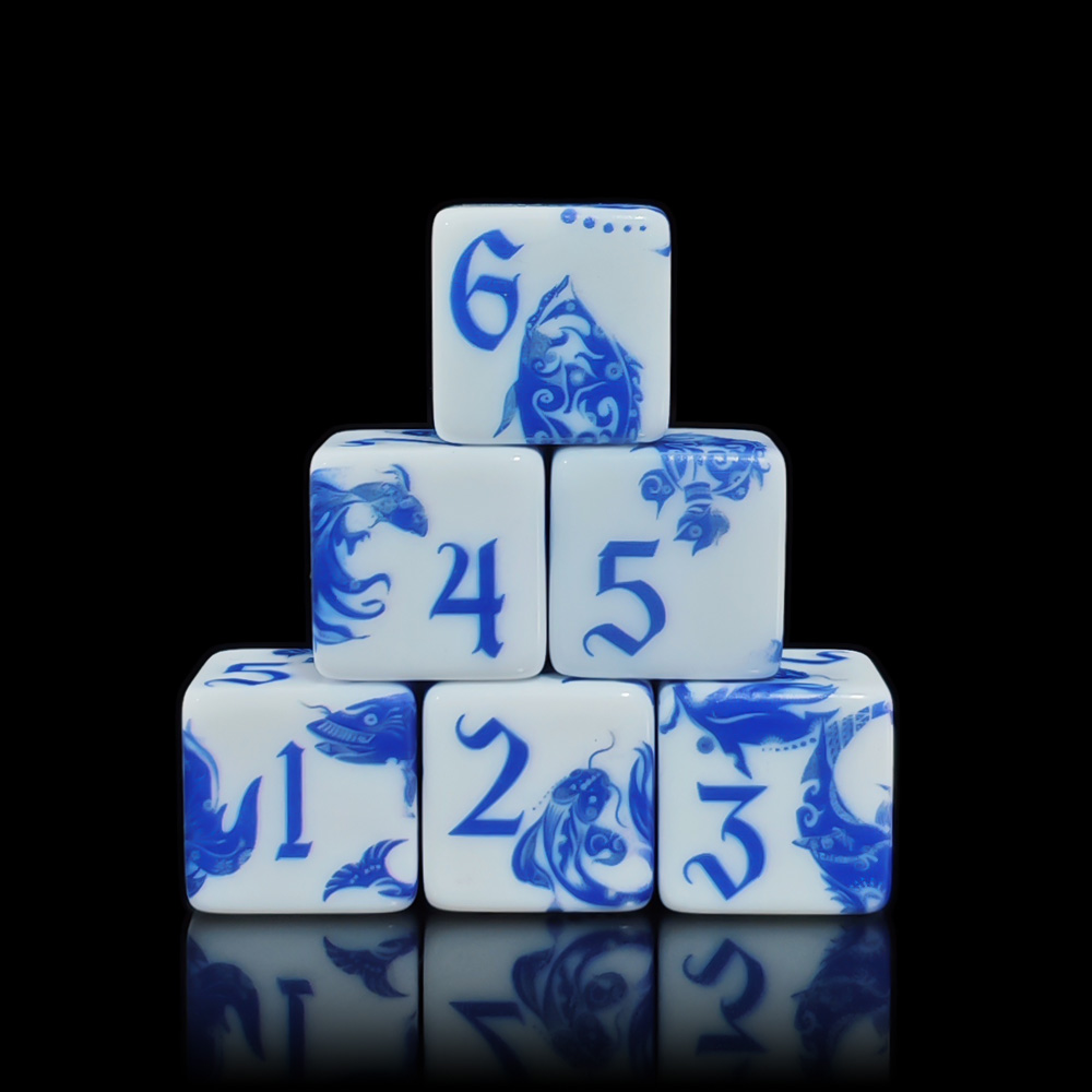 Board Game Live - 12 dados de porcelana azul y