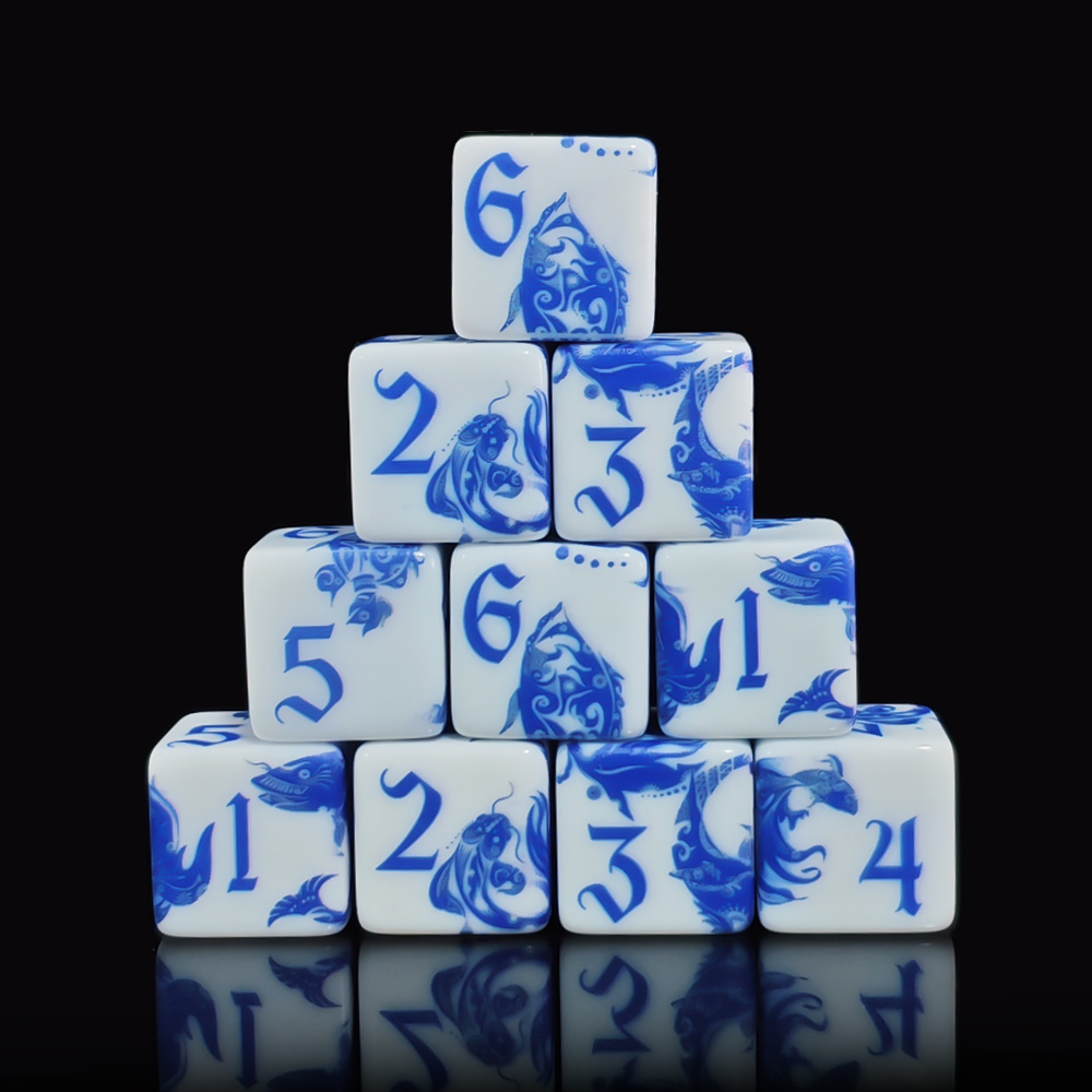 12 dados de porcelana azul y b - Board Game Live reseña y precio