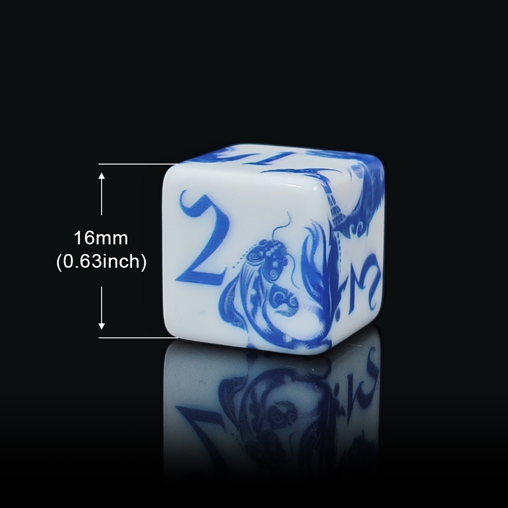 12 dados de porcelana azul y b - Board Game Live reseña y precio